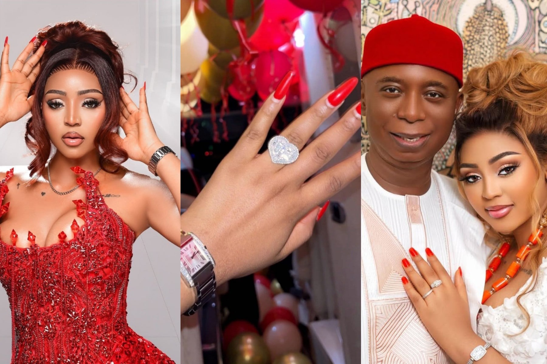 Ned Nwoko, Regina Daniels, diamond ring